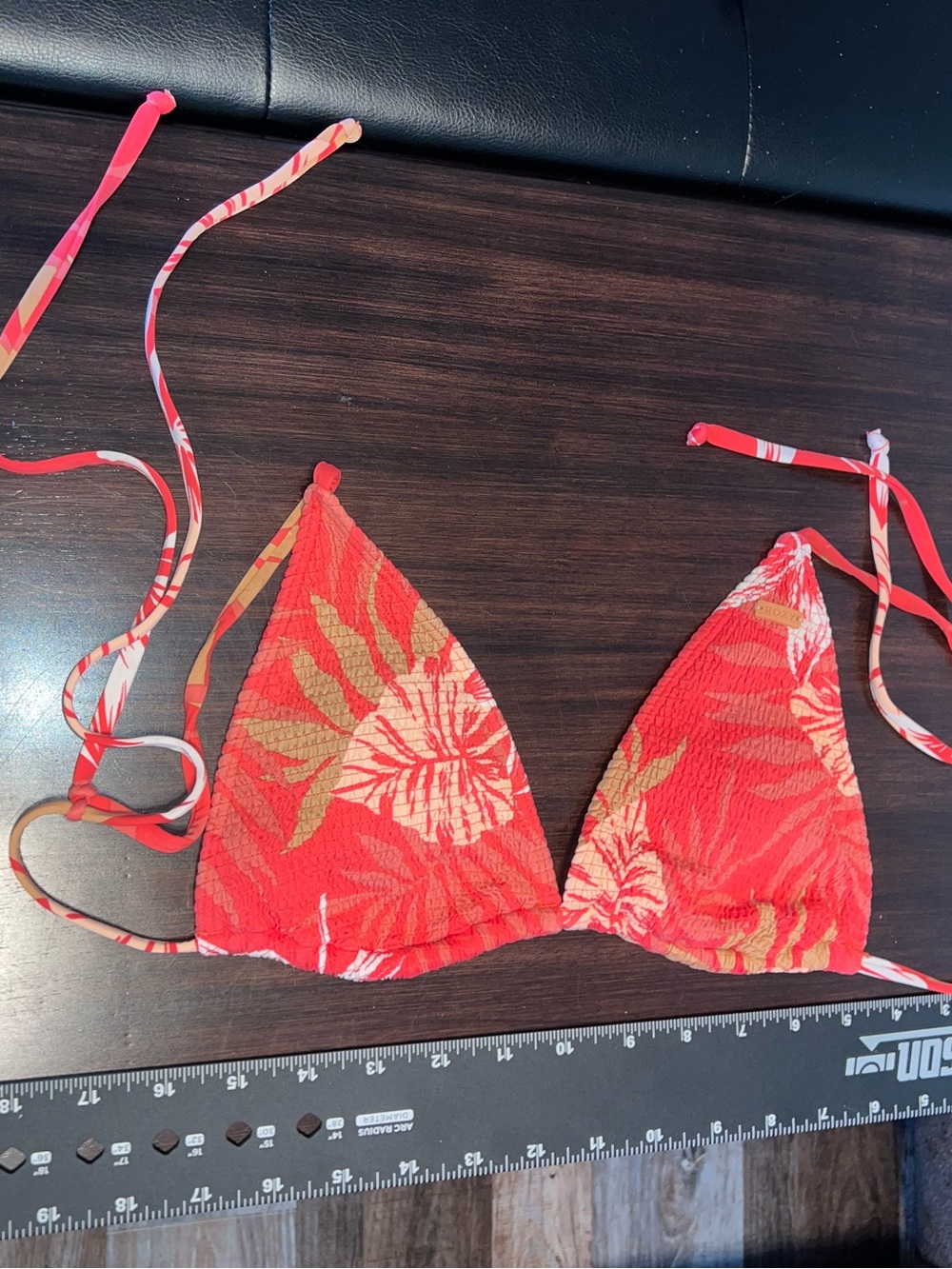 Roxy Red/Orange Tropical Floral Triangle Bikini Top